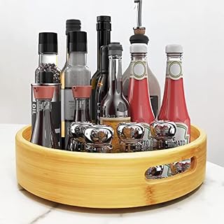 PIGPIGFLY Rotating Organiser Kitchen, Turntable Spice Rack Organiser for Cabinet, 360 Degree Rotating Storage Container for Food, Spice Holder Made of Stainless Steel, Lazy Susan,Silver,20 cm