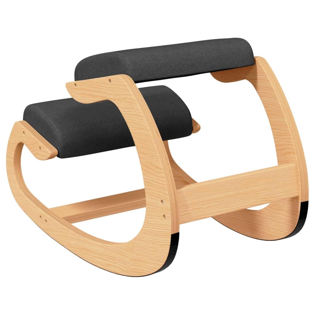 vidaXL Taburete de Rodillas, Silla Ergonómica para Rodillas, Mecedora Acolchada, Silla para Dormitorio Oficina, Madera Contrachapada de Abedul Negro