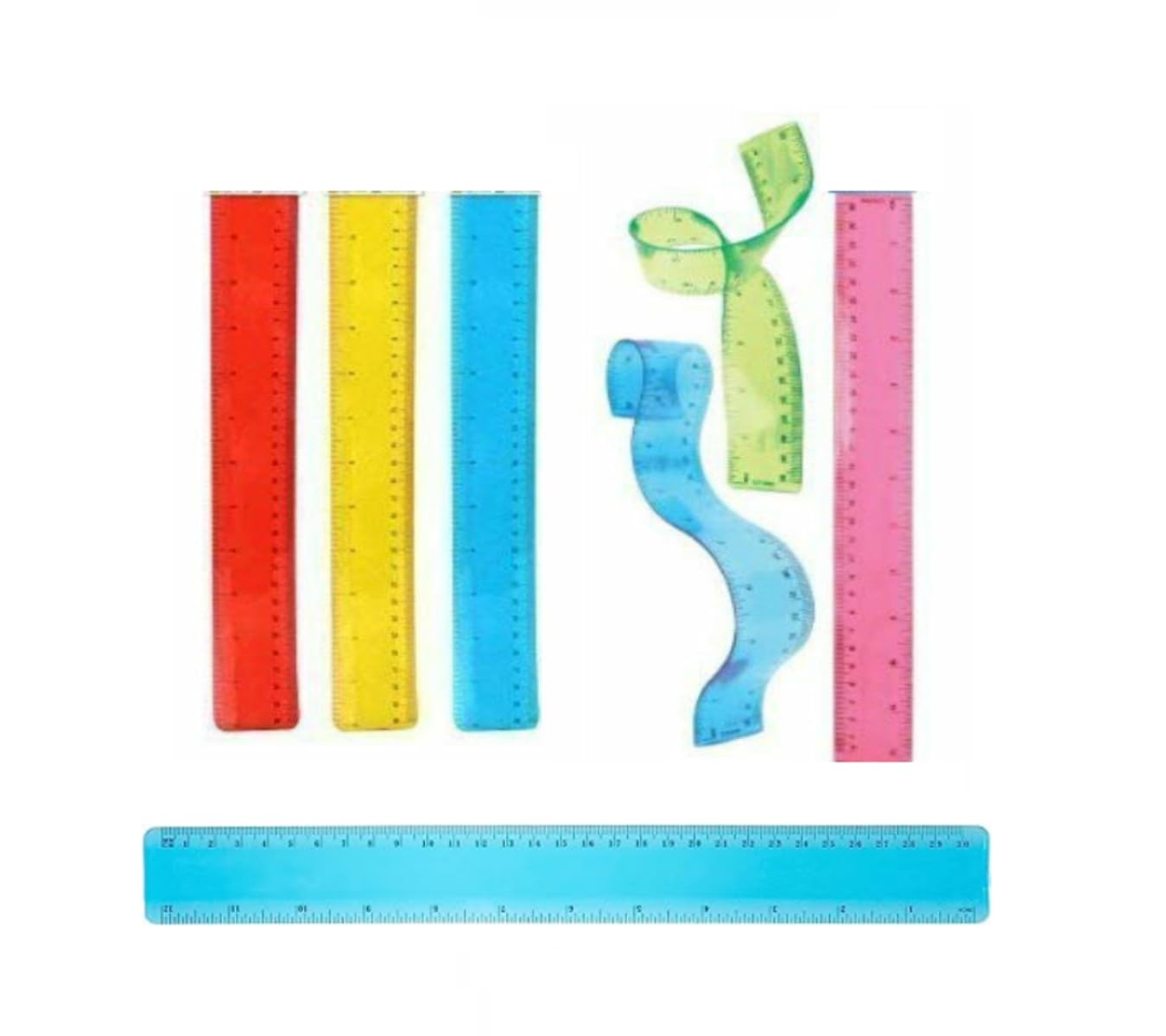 V-Vape 1 X 12" Transparent Bendy Flexible Ruler School Office Work