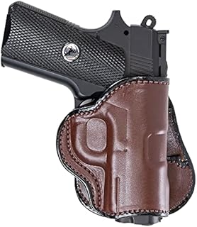 Maxx Carry Compatible with Leather Paddle OWB Gun Holster Kimber Micro 9, Ultra Carry II 9mm / .45 ACP | Concealed Carry | Bersa Thunder 380 | Colt 1911 3 inch, Defender | Sig P365XL, Brown, RH