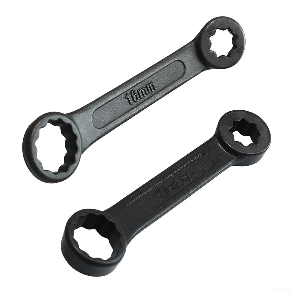 Juego de llaves tubulares de 16 mm y 17 mm con ángulo especial para Mercedes-Benz W140 W210 W202 W126 W124 herramientas de acero para herramientas, color negro