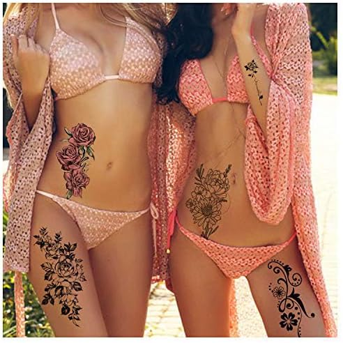 Cerlaza 162 Styles Temporary Tattoos for Women Adults Girls, Fake Sleeve Henna Sexy Tattoo Stickers, Leg Makeup Waterproof Realistic Long Lasting Semi Permanent Tattoos Kit-50 sheets