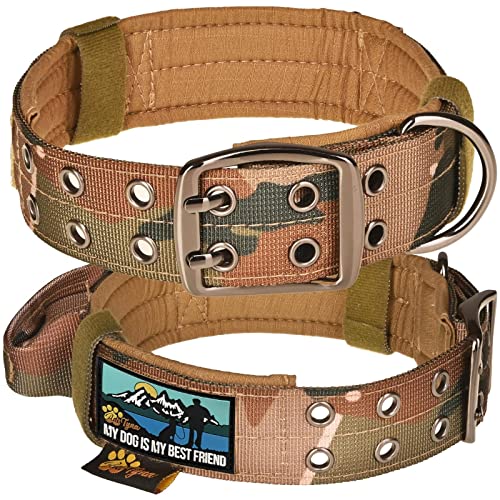 ADITYNA Heavy Duty Dog Collar with Handle - Camo Dog Collar for Extra-Large Dogs - Wide, Thick, Tactical, Soft Padded…