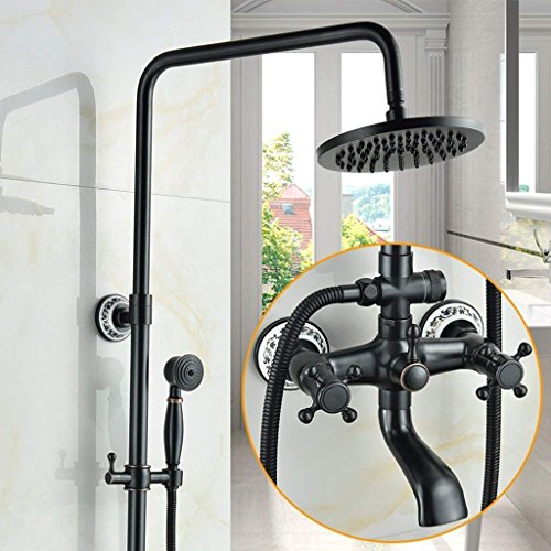 Ensemble de douche en cuivre noir mitigeur chaud froid pour salle de bain