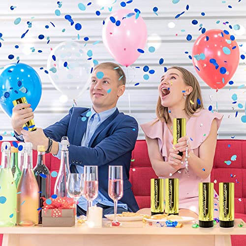 Image of Confetti Poppers Cannons for Wedding Birthday Graduation Baby Shower Anniversary Christmas New Year's Kids Fun Party Supplies Decorations and Favors (Blue)