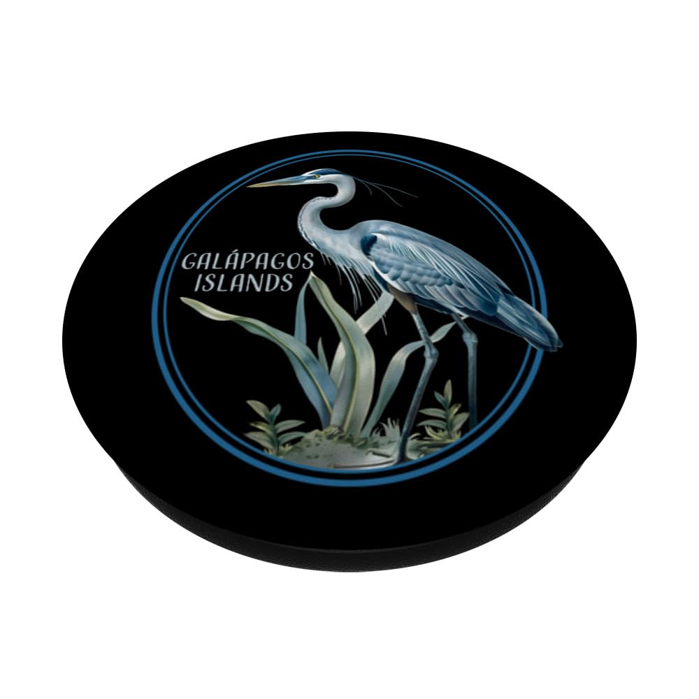 Water Fowl Bird Watching Heron Birds Great Galápagos Islands PopSockets Swappable PopGrip, Black - Image 2