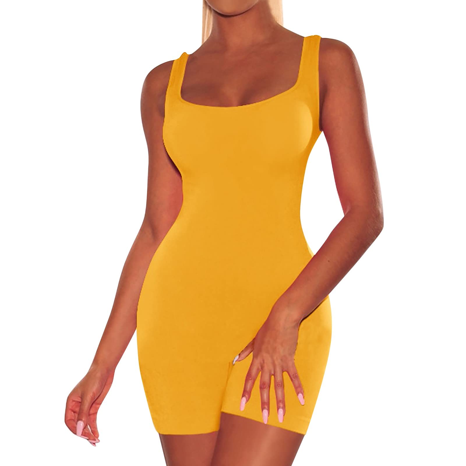 Generic Mono para mujer, sexy, corto, de verano, de una pieza, deportivo, elástico, de cintura alta, ligero, suave, con cuello halter