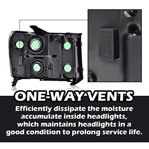 G-Plus Headlights Assembly, Compatible With 2007-2013 Gmc Sierra 1500/2007 2008 2009 2010 2011 2012 2013 2014 Gmc Sierra 2500 Hd/3500Hd Bumper Headlamp, Clear Lens Chrome Housing Clear Reflector #TOP6