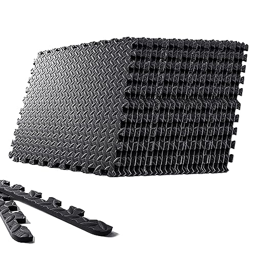 Aoasious ジョイントマット 大判60cm トレーニング器具用 ジムマット クッションマット 厚さ約1.2cm 高硬度 振動吸収 防音 防傷 床保護 ホームジム・筋トレ・器具設置に (30枚 60*60*1.2cm,葉紋)