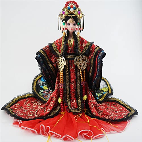 Jiawinng Muñeca China 3D Muñeca Oriental De Danza del Vientre Muñeca 12 '' Antigua De Decoración Coleccionable para Casa De Juegos Acompañar Vacaciones Día De Navidad Regalo De Cumpleaños,Rojo