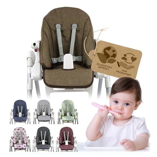 Ersatzbezug Sitzkissen [Bezug für Hochstuhl] kompatibel mit Peg Perego Prima Pappa ZERO3 & SIESTA (braun meliert)