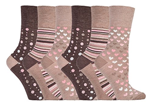 Gentle Grip - 6 paires femme bambou coloré rayures chaussettes sans elastique (37-42 eur, SOLRM34) Cover