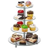 4 Tier Round Tempered Glass Cupcake Stand | Modern Cake Stand, Dessert Tower, Afternoon Tea Stand fo