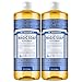 Dr. Bronner's - Pure-Castile Liquid Soap (Peppermint, 32 ounce, 2-Pack) - Made with Organic Oils, 18-in-1 Uses: Face, Body, Hair, Laundry, Pets and Dishes, Concentrated, Vegan, Non-GMO