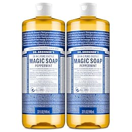 Dr. Bronner's Peppermint Pure-Castile Liquid Soap, Hand Soap, 32 oz 2-Pack