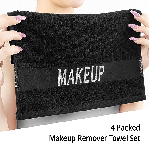 Cotton Paradise Toalhas removedoras de maquiagem, pacote com 4, 100% algodão, 30,5 x 30,5 cm, panos