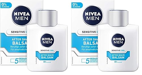 NIVEA MEN Sensitive Cool After Shave Balsam (100 ml), beruhigendes After Shave, Hautpflege nach der Rasur mit Kamille und Vitamin E (Packung mit 2)