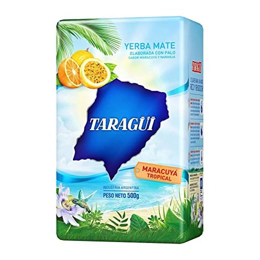 TARAGUI Yerba Mate Maracuya Tropical 500 gr. - 3 Pack | Tropical Maracuya Flavor Yerba Mate 1.1 lb. - 3 Pack.