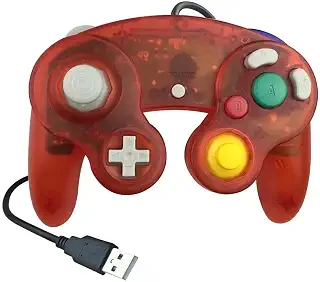 Tokyia 有線USBゲームキューブコントローラー、Wii/ニンテンドーゲームキューブ/PC（Windows 7/8/10対応）用クラシック有線コントローラー (Translucent red) [並行輸入品]