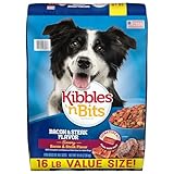 Kibbles 'n Bits Dry Dog Food, Savory Bacon & Steak Flavor for Adult Dogs 16 lb. Bag
