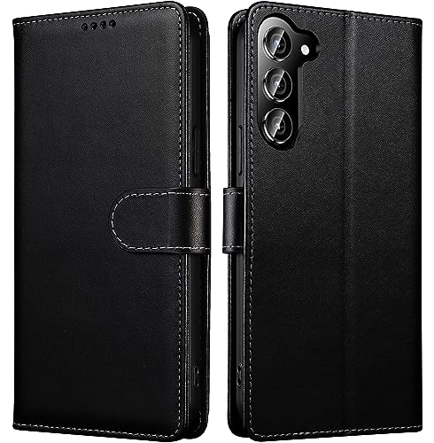 iWEOCO for Samsung S24+ / S24 Plus Case Wallet Genuine Leather Flip Anti-Theft RFID Blocking Stand Strong Magnetic Clasp Closure Cash Card Slots Protective S24 Plus Case (Black) by iWEOCO - Used condition - CA$6.38