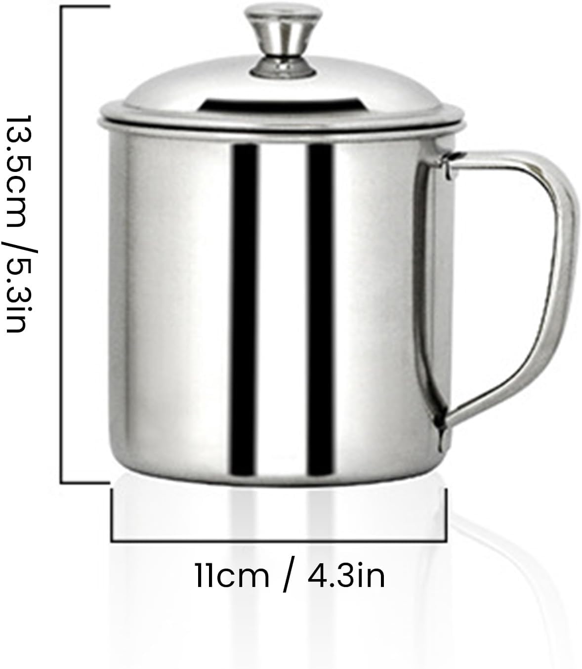 Stainless Steel Cup with Lid and Handle, 34oz Single Wall Metal Tumbler, Lightweight Shatterproof Drinking Mug for Coffee Tea Milk, Simple Open-Top Design for Home Office Camping Travel Outdoors (L)