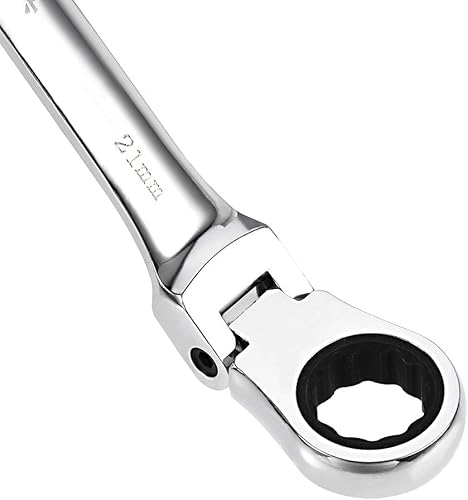 Miniatura 4 de uxcell Llave combinada de trinquete de cabeza flexible de 0.827 in, métrica 72 dientes, herramientas de llave de trinquete de 12 puntos, Cr-V