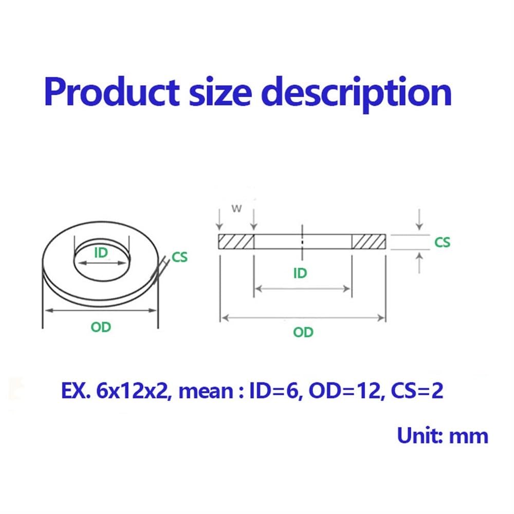 juntas tóricas, juntas de estanqueidad de caucho, 100 juntas de anillo grueso, arandelas planas de precisión de PTFE, espaciador, grosor: 0,2, 0,3, 0,4 y 0,5 mm(4X2.3X0.3MM)
