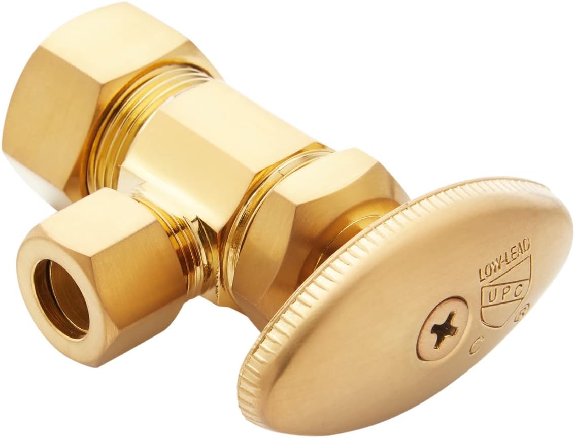 Signature Hardware 477105 Angle Stop with Oval Handle - 5/8" X 3/8"