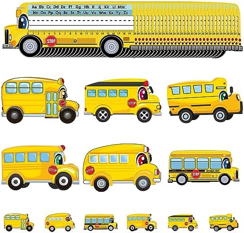 Amazon.com: 240 Pcs School Bus Cut-Outs Nameplates Stickers Yellow Bus ...