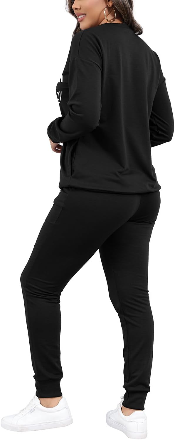 HBQ Two Piece Outfits For Women Casual Long Sleeve Sweatsuits Jogger Tracksuits Lounge Sets With Pockets - Image 4