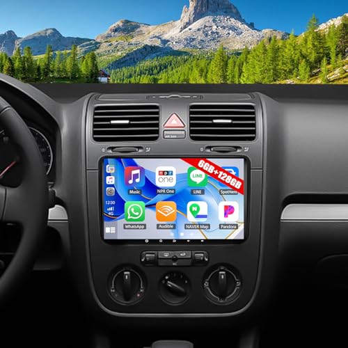 SIXTOP 6G+128G 8-Core 9" Android Car Stereo for VW Polo Caddy Tiguan Transporter T5 Golf 5 6 Skoda Seat with Wireless CarPlay Android Auto Touch Screen Car Radio Bluetooth 5.0 32EQ GPS FM Rear Camera