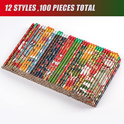 Lápices navideños de grafito con borrador, pack de 100 piezas miniatura 2