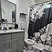 Jipusai Black and White Rose Shower Curtain Sets for Bathroom, White Gray Blossom Floral Bath Curatins, Fabric Machine Washable Modern Art Decor Curtains with Hooks 60X70IN
