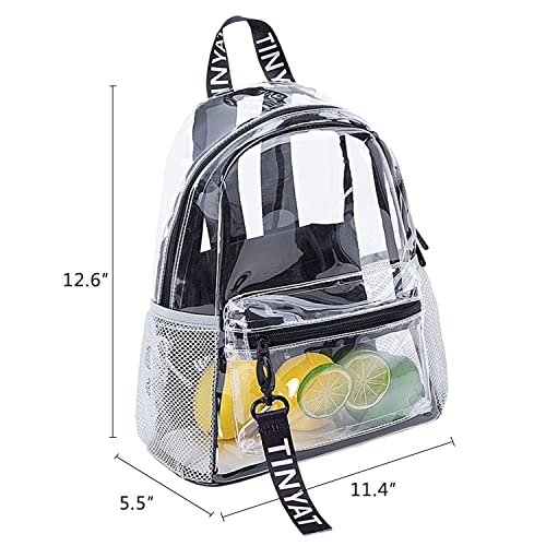 TINYAT Heavy Duty Transparent Clear backpack See Through Clear Bag Kid Backpack for School, Concerts, Sports, Travel T90514