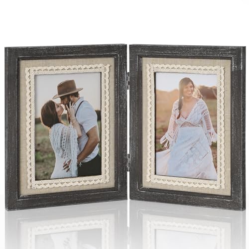 Afuly フォトフレーム 写真立て 複数枚 折りたたみ (つちいろ- ハガキ)