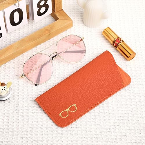 Image of K Luxury Women's Eyeglass Case Leather Soft Holder Pocket Cases Slim Travel Pouch for Sunglasses Eyeglasses Readers