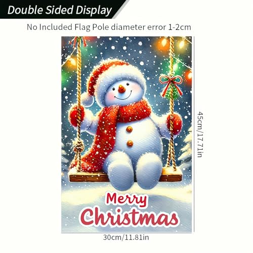 Image of BlissYard Christmas Garden Flag 12x18 Inch Snowman Ornament Yard Decor | Double sided polyester, christmas snowman ornament design, snowman decor for holiday porch and yard