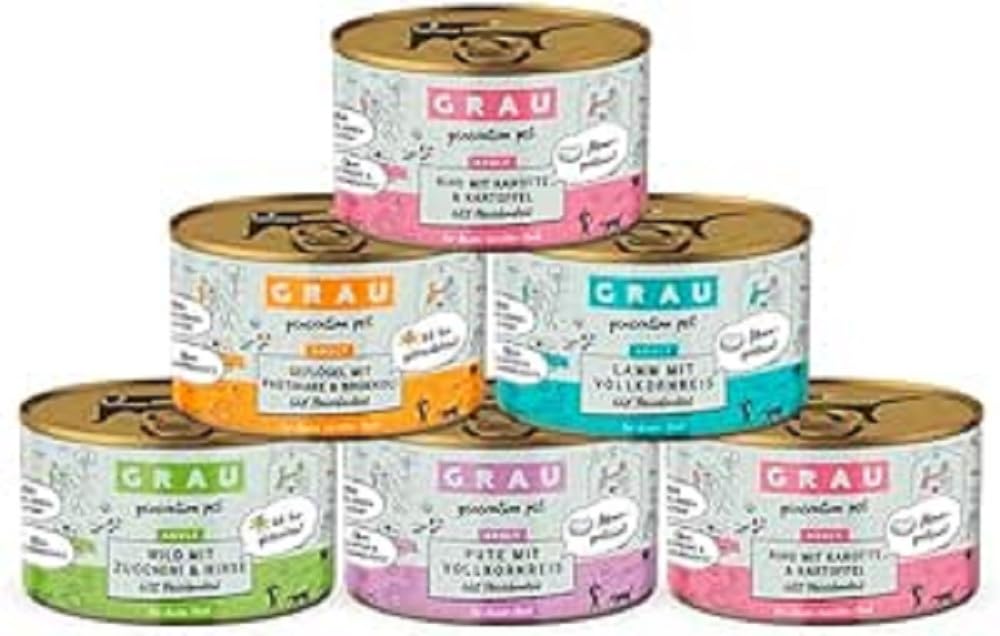 Grau Oryginalny produkt – mokra karma dla psów – tacka mieszana dla psów, menu generacji, 6 sztuk (6 x 200 g)