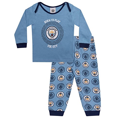 Image of Manchester City FC Official Football Gift Boys Kids Baby Pyjamas 3-6 Months