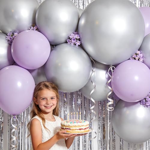 Image of 32Pcs Pearl Silver Big Balloons 18 Inch, Silver Round Large Latex Party Balloons for Birthday Wedding Decorations.