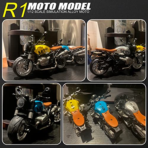 Motorcycle Toys For Kids - Pull Back Toy Motorcycle Model 1/12 Scale With Lights And Sounds, Die-Cast Motorcycles Toy For Boys Kids Age 3-12 Year Old (Yellow) #TOP4