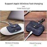 CONTACT'S FAMILY Etui do AirPods Pro 2, etui z prawdziwej skóry Airpods Pro 2, kompatybilne z AirPods Pro 2. generacji z haczykiem na klucze (niebieskie)
