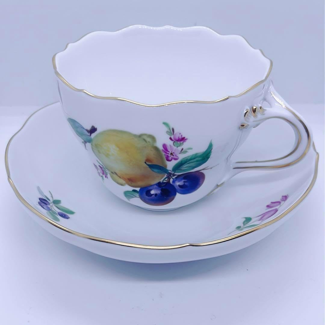 美品】Meissen マイセン フルーツ＆フラワーカップ＆ソーサー コーヒー