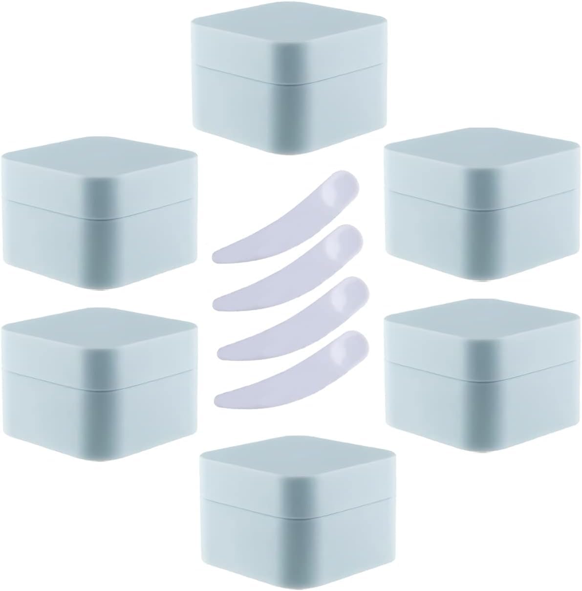 FLYIODFCXV cosmetic jar, Pack of 6,Square Blue Plastic Cream Jars Cosmetic Pots with Inner Liner Containers for Lip Balm, Lotion(Blue,10ml)