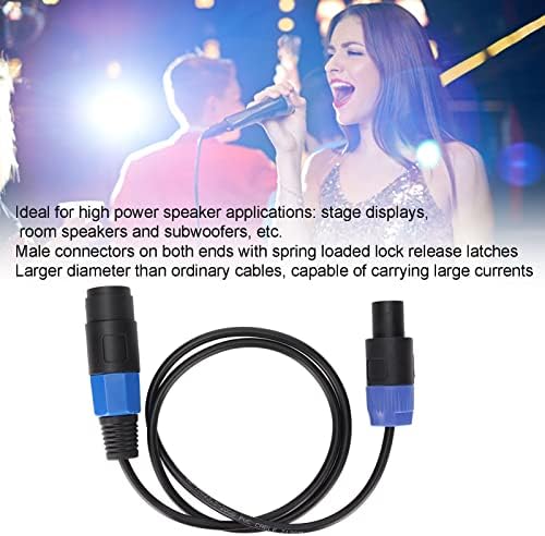 Bewinner 1M/3.3ft Professional Speakon Extension Cable, Speakon Male to Speakon Female, 4 Core Plug Ohm Head Speakon Extension Cable, Speaker Cable Cord for Speakers
