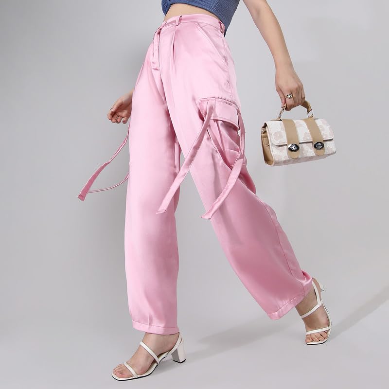 Image of PINACOLADA Women's High Rise Cargo Pants for Casual Wear | High-Rise | Cargo Pants Crafted with Comfort Fit for Everyday Wear