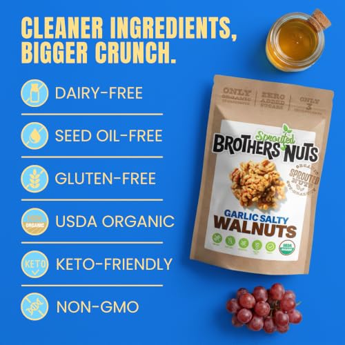Image of Brothers Nuts Garlic Salty USDA Organic Sprouted Walnuts, 2 oz (2 Pack)