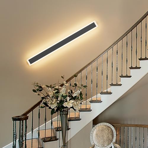 Tipace 2 Pack Outdoor Wall Sconces 39.4IN Long Modern LED Wall Light with Frosted Acrylic Waterproof IP65 Warm White Black Exterior Wall Light for Patio,Porch(3000K) by Tipace - Used condition - Image 4