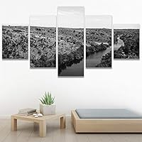 SIGNWIN 5 Panel Canvas Wall Art Dramatic Forest Landscape Living Room Orange Photography Rustic for Home Decorations Ready to Hang - 60